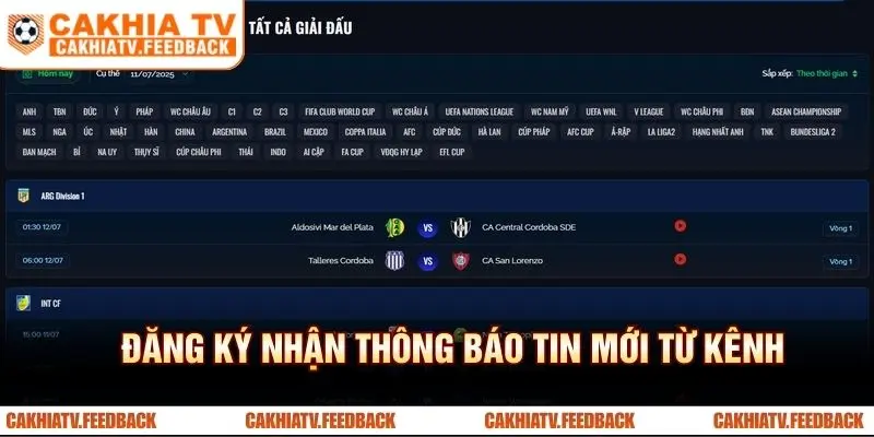 Đăng ký nhận thông báo tin mới từ kênh